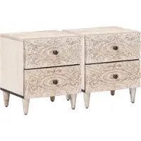 vidaXL Nachtkastje 2 pcs Wit 40 x 33,5 x 46 cm Massief Mango Hout