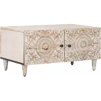 vidaXL Salontafel Wit 80 x 50 x 40 cm Massief Mango Hout