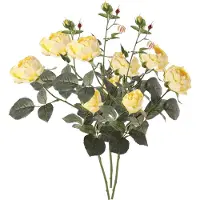 Top Art Kunstbloem roos Ariana - 3x - geel - 73 cm - kunststof steel - decoratie bloemen
