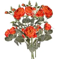 Top Art Kunstbloem roos Ariana - 5x - oranje - 73 cm - kunststof steel - decoratie bloemen