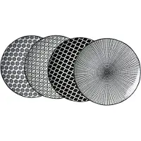 Ritzenhoff & Breker Takeo eetset, 4 delen, 26,5 cm diameter, porseleinen borden, zwart en wit