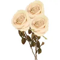 Top Art Kunstbloem roos Calista - 3x - wit creme - 66 cm - kunststof steel - decoratie bloemen