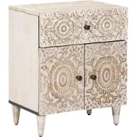 vidaXL Bedkast met lade Wit 50 x 33 x 60 cm Massief Mango Hout