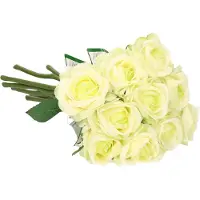 Top Art Kunstbloemen boeket roos Nina - 10x - wit - 27 cm - kunststof steel - decoratie bloemen