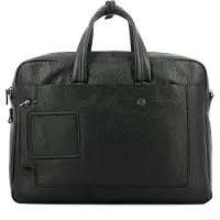 Piquadro Aktetas leer 44 cm laptop compartiment zwart