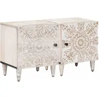vidaXL Nachtkastje 2 pcs Wit 40 x 33,5 x 46 cm Massief Mango Hout