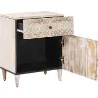 vidaXL Bedkast met lade Wit 50 x 33 x 60 cm Massief Mango Hout