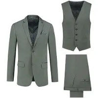 Gents - pak / kostuum 3-delig blend - Polyblend - Groen - Maat 56/56