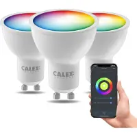 Calex Slimme Lamp - Set van 3 stuks - Wifi LED Verlichting - GU10 - Smart Lichtbron - Dimbaar - RGB en Warm Wit - 4.9W