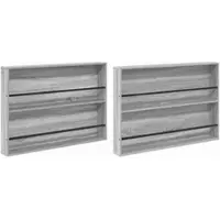 vidaXL Tijdschriftenrek met plank 2 st Grijs Sonoma 100 x 12 x 70 cm