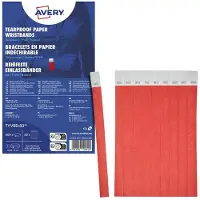 Avery Zweckform Scheurvrije papier polsbandjes TYVRD - Tyvek - 19 x 256 mm – genummerd (niet afdrukbaar) – rood – 500 stuks