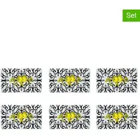 Excelsa Set van 6 Platte Borden – Amalfi | Veelkleurig Keramiek | 25 x 15 cm | Vaatwasser- & Magnetronbestendig - 25 x 25 cm