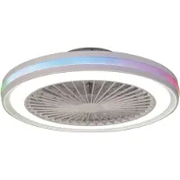 Valotorni LED plafondventilator Gamer wit DC stil Ø 47 cm CCT RGB Gamer, dimbaar, wit / opaal, Woon-/ Eetkamer, Kunststof, Modern