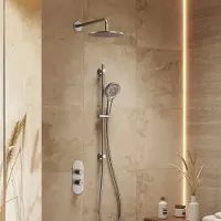 Saniclear Oval inbouw regendouche 25cm RVS look PVD met wandarm, glijstang en 3 standen handdouche