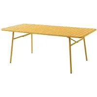 Vente-unique Tuintafel D160 cm van metaal - Mosterdgeel - MIRMANDE van MYLIA