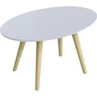 Meet by Paperflow Bijzettafel SCANDI, ovaal, 4-poots onderstel van massief hout, B 650 x D 400 x H 350 mm, wit /beuken