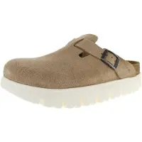 Birkenstock Klomp Women Boston Chunky Suede Leather Warm Sand Narrow-Schoenmaat 41
