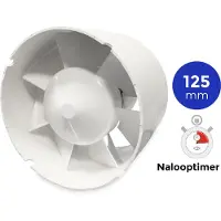 Blauberg TUBO125-T Inschuif-buisventilator - 195 m3/h - voor IN kanaal 125mm - MET TIMER