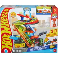 Hot Wheels City Transformerende Stuntgarage speelset en metalen speelauto