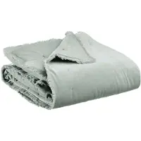 Vivaraise Eenkleurige plaid Fara - Hoes 100% katoen en vulling 100% polyester, titaangrijs, 135 x 200 cm