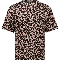 Cars T-shirt met panterprint bruin Meisjes Viscose Ronde hals Dierenprint - maat 176