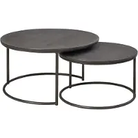 Starfurn Salontafel Coco Black | 70 cm | Set van 2 (Zwart, 70x70x40 diameter: 70cm)