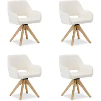 Homestyle4u Eetkamerstoelen, draaibaar, set van 4 stoelen voor de eettafel. Draaistoelen met armleuningen, bekleed met teddy stof, wit. Gestoffeerde stoelen, fauteuils, modern design