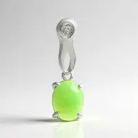Cavill - Zilveren Hanger - 925 Sterling Zilver - Ovale Keizerlijk Chrysopraas 0,9 ct - Witte Topaas 0,005 ct - Elegant Groen Sieraad