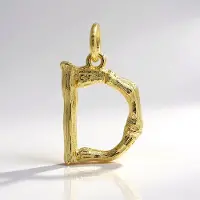 Cavill - Zilveren hanger letter D - 925 Sterling Zilver verguld - Elegant bamboe ontwerp - Lichtgewicht dames cadeau - 19x11 mm