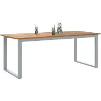 vidaXL Tuin Tafel Grijs 200 x 90 x 75 cm Massief Acacia Hout