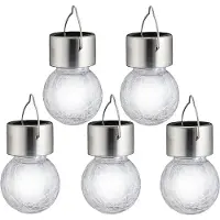 Cepewa Solar party verlichting hanger voor buiten - 5x - 13 cm - LED-verlichting - Tuinverlichting - Tuindecoratie - Feestverlichting - wit licht