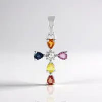 Cavill - Zilveren Hanger met 1,009 ct Peervormige Saffier - 925 Sterling Zilver Platina Afwerking - Kleurrijk, Elegant, Prong Zetting
