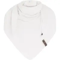 Knit Factory Liv Gebreide Omslagdoek - Driehoek Sjaal Dames - Katoenen sjaal - Zomersjaal - Luchtig en zacht - Zomer stola - Woolwhite - Wit - Duurzaam - 190x85 cm - 100% Biologisch katoen
