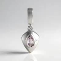Cavill - Zilveren Hanger - 925 Sterling Zilver - Ouro Preto Pink Topaas 0,187 ct Peervormig - Modern Minimalistisch Sieraad 23x8 mm