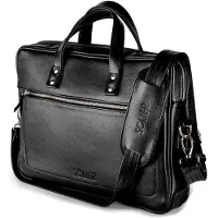 Solier SL04 Waterford - Laptoptas Heren - Echt Leer - 15,4 inch Laptopvak - Zakelijk Gebruik - Schouderriem - Zwart