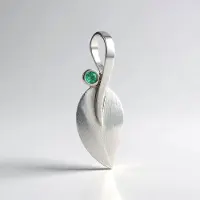 Cavill - Zilveren Hanger - 925 Sterling Zilver Platina-gecoat - Colombiaanse Smaragd 0,204 ct - Rond Slijpsel - Elegant Bladmotief 39x14 mm