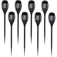 Lifetime Garden Solar LED tuinfakkels - 8x - zwart - 77 cm - Tuinverlichting - LED fakkels