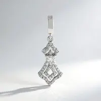 Cavill - Zilveren hanger 925 geplatineerd met Madagaskar witte saffier 0,225 ct en Cambodja zirkonen 0,584 ct, elegant filigraan design