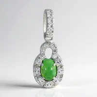 Cavill - Zilveren hanger met chrysopraas 0,54ct & witte topazen 0,94ct - 925 Sterling Zilver - Ovaal cabochon - Elegante hanger