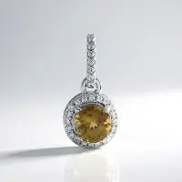 Cavill - Zilveren Hanger 925 Sterling, Geplatineerd - Onverhitte Gele Tanzaniet 0,844 ct - Ronde Briljant Zirkonia 0,201 ct - Modieus Dames Sieraad