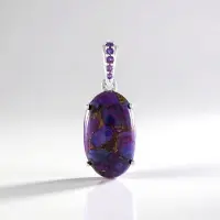 Cavill - Elegante 925 Sterling Zilver Hanger - 8,993 ct Ovale Purper Mojave Koper Turkoois - Zambia Amethist Accenten - Paarse Sieraden