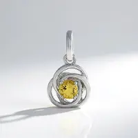 Cavill - Zilveren Hanger Geplatineerd - 0,76 ct Gele Beril Rond 6 mm - Luxe Spiraalvormig Design - 925 Sterling Zilver