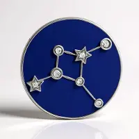 Cavill - Zilveren Hanger Kreeft Sterrenbeeld - 925 Sterling Zilver Geplatineerd - Cambodjaanse Zirkonen 0.13 ct - Diepblauw Rond Elegant Design
