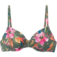 LASCANA Bikinitop 'Malia' groen / donkeroranje / pink / wit