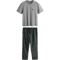 Next Pyjama lang 'Guinness' cyaan blauw / pasteelgeel / grijs / antraciet