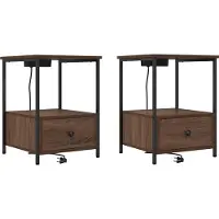 vidaXL Nachtkastje 2 st Bruin Eiken 42 x 41 x 56 cm Bewerkt hout