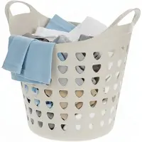 Excellent houseware Flexibele wasmand - beige - 26 liter - kunststof - 40 x 41 cm