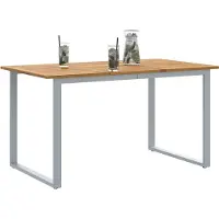 vidaXL Tuintafel, grijs, 140 x 80 x 75 cm, massief acaciahout