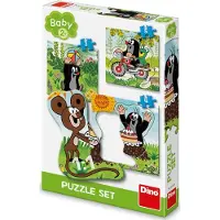 Dino Bikes DINO Baby-puzzel: Mollenfiguur in het gras, 3-in-1 (3, 4 of 5 stukjes)