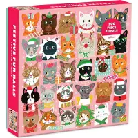 Galison , vierkantig puzzel, katten in kerstsfeer, 500 stukjes